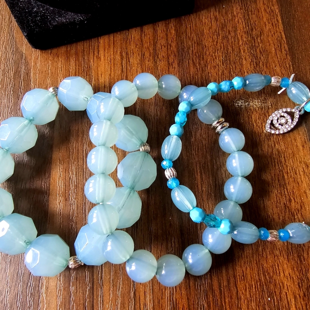 3 Light turquoise bracelets